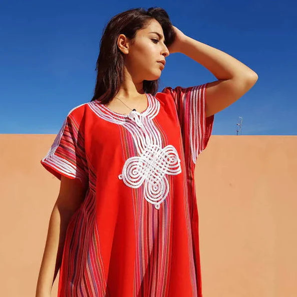 Gandoura marocaine rouge
