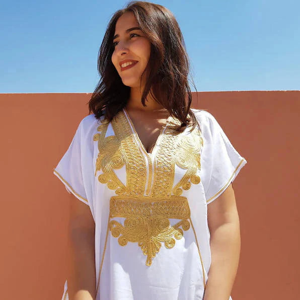 Gandoura Chic Blanc et Or